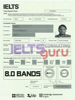 8+ bands in IELTS 